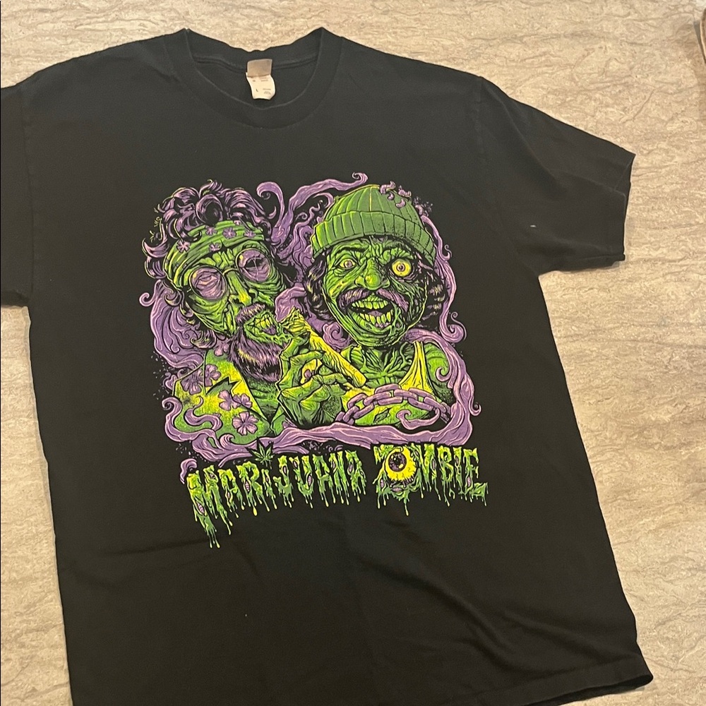 Cheech and Chong Fruit of the Loom Black Tee with Colorful Logo